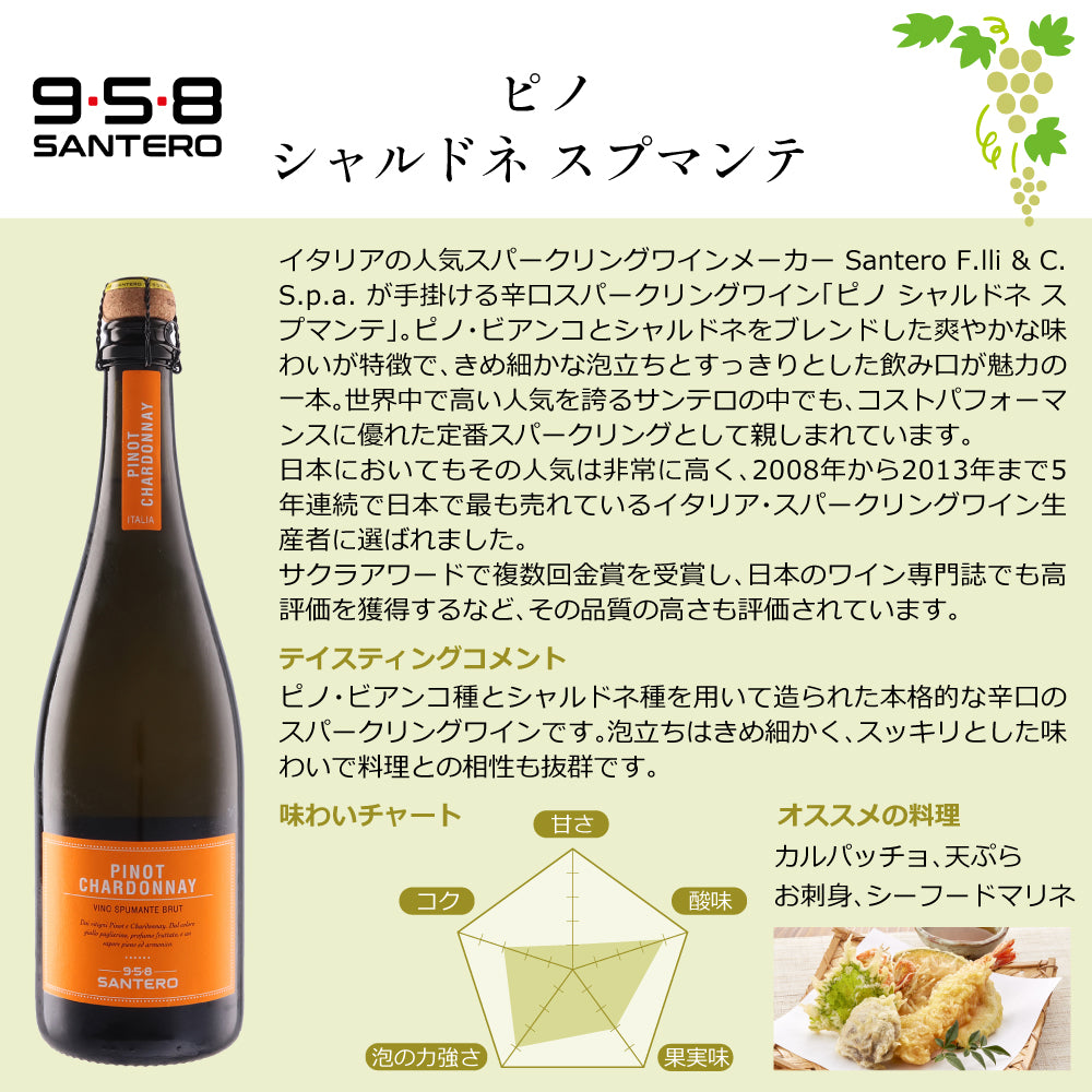 サンテロ スパークリングワイン 白 厳選3種 飲み比べセット 750ml × 3本 イタリア ピエモンテ スプマンテ 泡 辛口