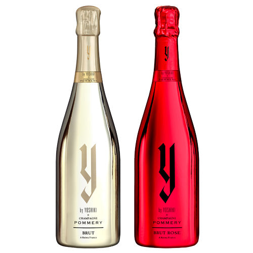【2本セット】 y by YOSHIKI ワイ バイ ヨシキ × シャンパーニュ ポメリー NV シャンパーニュ 750ml × 2本 (ロゼ ブリュット/ブリュット)セット 箱なし シャンパン