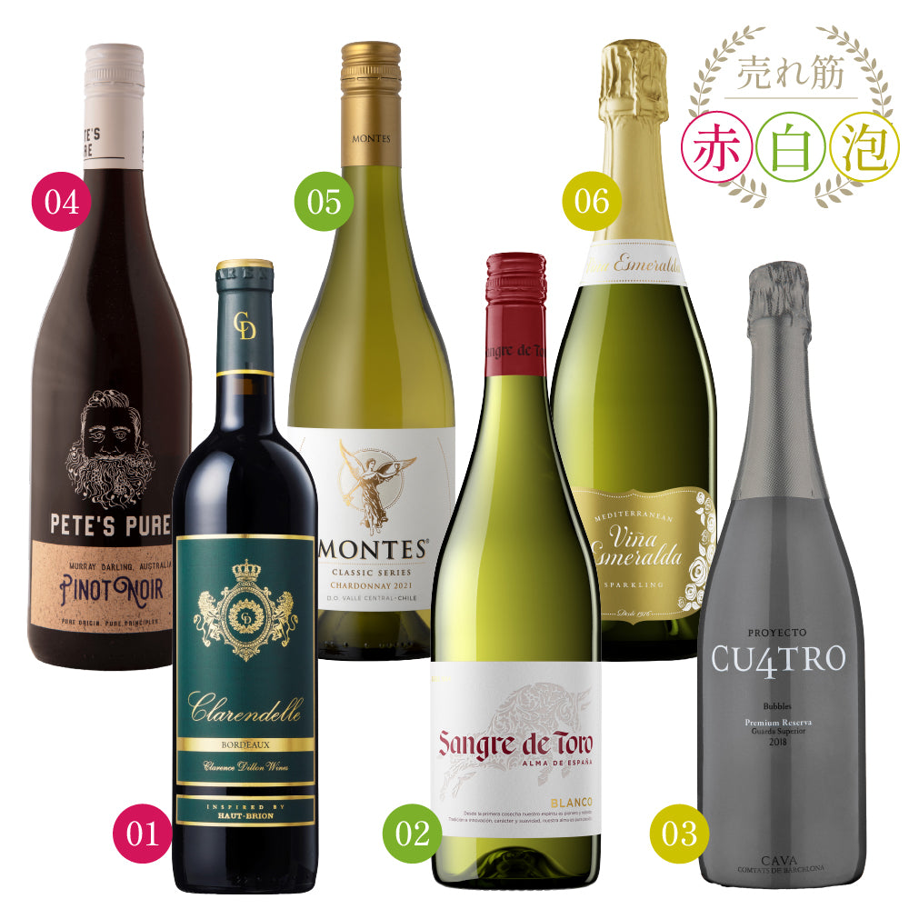 【6本セット】エノテカ売れ筋 赤白泡 バラエティ ワインセット 世界4カ国 飲み比べ 750ml×6本