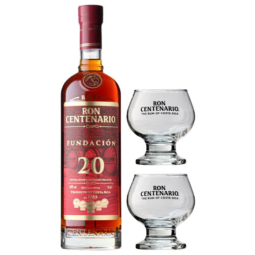 【グラス2脚付】 ロイヤル センテナリオ 20 フンダシオン 40% 700ml 箱付 スピリッツ ラム コスタリカ
