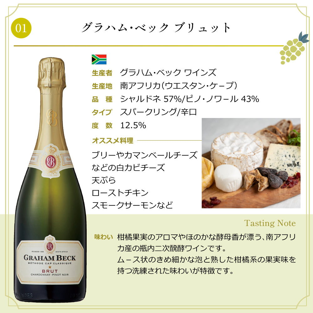 瓶内二次発酵 スパークリング ワイン 750ml × 6本セット 飲み比べ