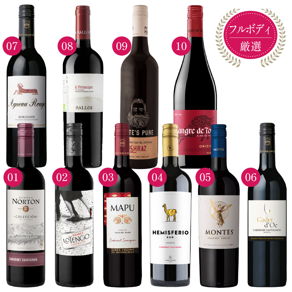 エノテカ 厳選 フルボディ 赤ワイン 750ml × 10本 セット アルゼンチン チリ フランス イタリア オーストラリア スペイン