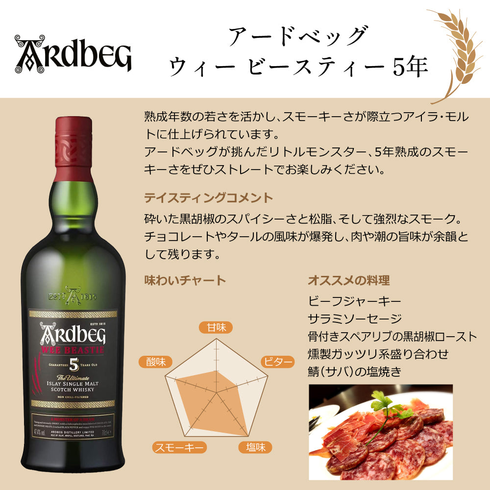 ディーコン & アードベッグ ウィー ビースティー 5年 スコッ チ ウイスキー スモーキー 飲み 比べ ギフト セット 700ml × 2 本