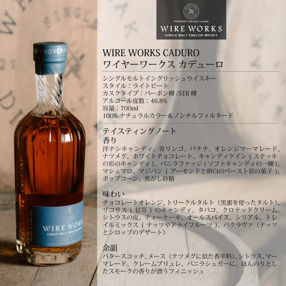 ワイヤーワークス ”カデューロ”&木村硝子店タンブラーペア ハイボール ギフトセット 46.8% 700ml イングリッシュ シングルモルト ウイスキー