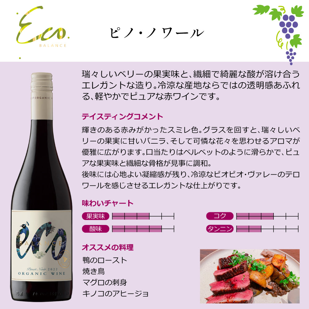 エコバランス 赤ワインコンプリートセット オーガニックワイン飲み比べ 750ml×4本 チリ