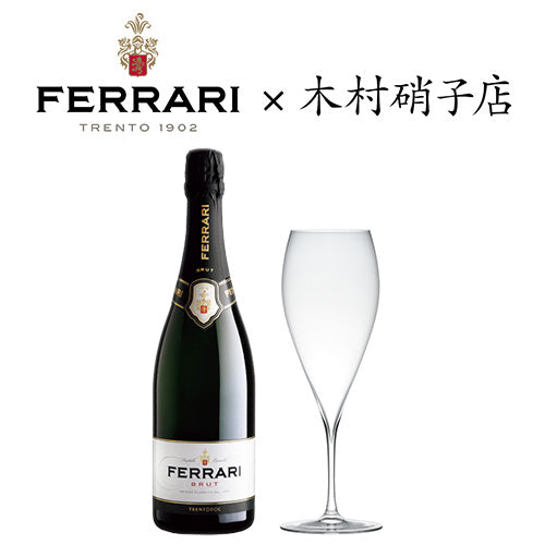【グラスセット】フェッラーリ ブリュット NV & 木村硝子店 シャンパーニュグラス ギフトセット