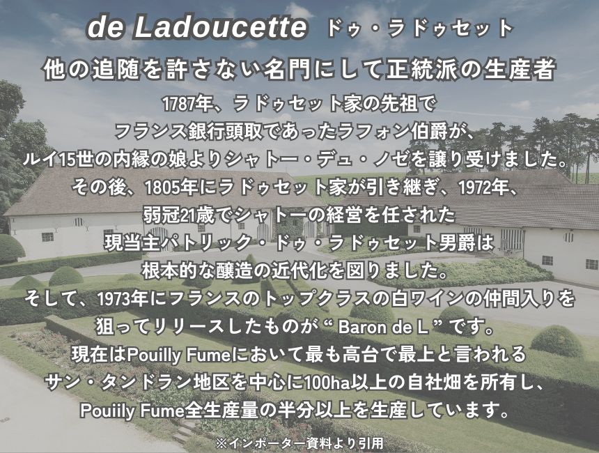 ドゥ ラドゥセット プイィ フュメ “ バロン ドゥ エル ” 2022 750ml 白ワイン フランス ロワール 辛口
