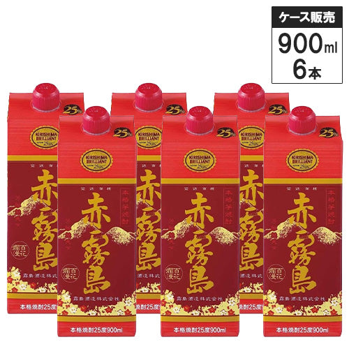 【6本セット】本格 芋 焼酎 赤霧島 25% スリムパック 900ml 霧島酒造 いも焼酎 鹿児島県