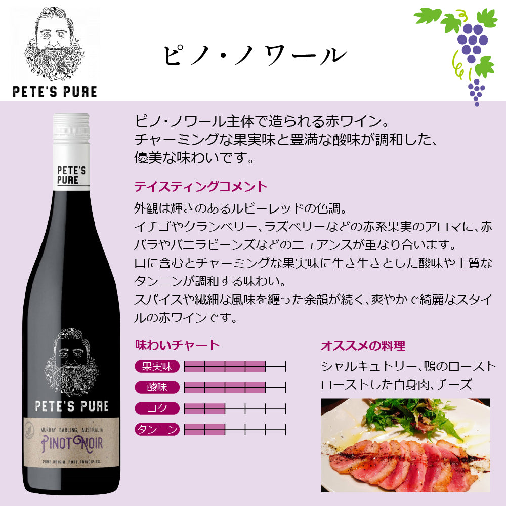 ピーツ ピュア 赤ワイン 3種 飲み比べセット | シラーズ カベルネ ピノ