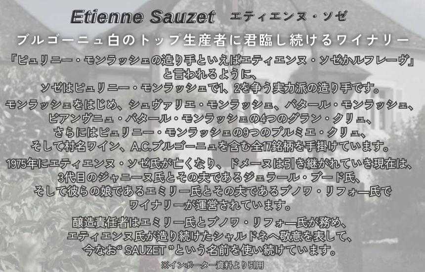 エティエンヌ ソゼ ブルゴーニュ ブラン ラ トゥフェラ 2019 750ml 白ワイン フランス ブルゴーニュ 辛口