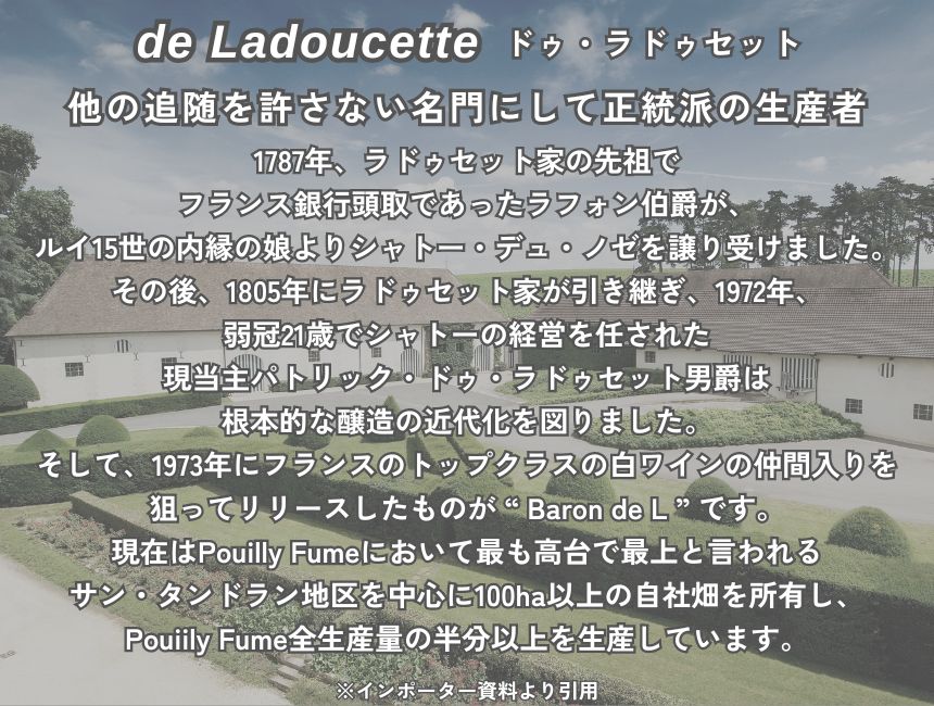 ドゥ ラドゥセット プイィ フュメ “ バロン ドゥ エル ” 2020 750ml 白ワイン フランス ロワール 辛口